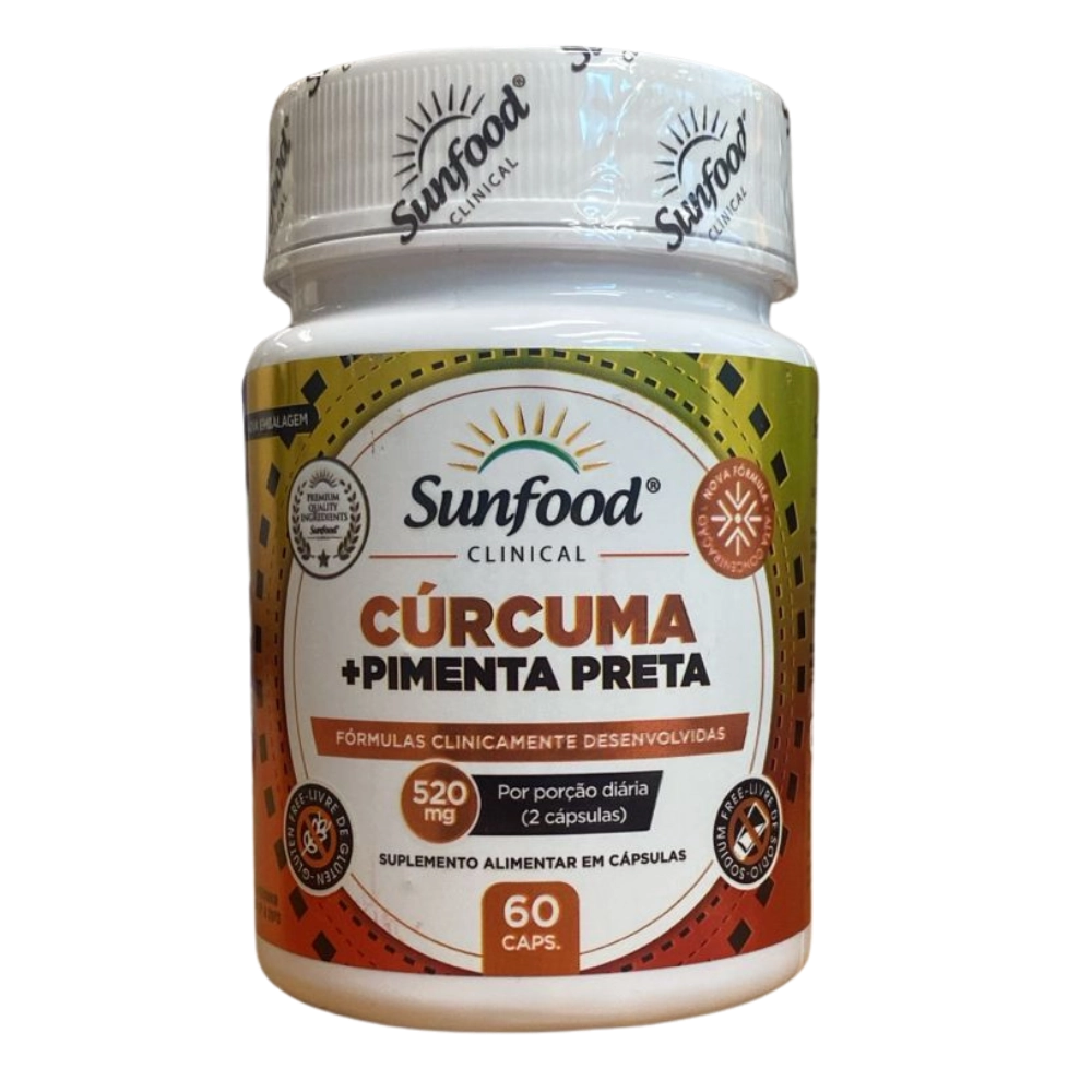 Cúrcuma + Pimenta Preta 520mg, 60 Cápsulas, Sunfood