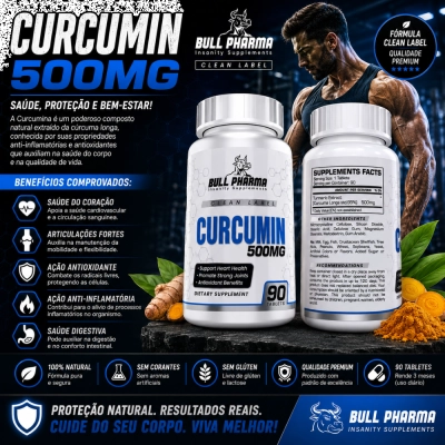 Curcumin, Curcuma 500mg, 90 Tabletes, Bull Pharma