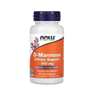 D-Mannose 500mg, Saúde da Bexiga, Conforto Urinário e Qualidade de Vida, Cápsulas, Now
