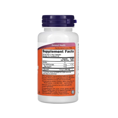 D-Mannose 500mg, Saúde da Bexiga, Conforto Urinário e Qualidade de Vida, Cápsulas, Now