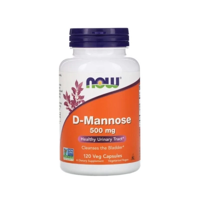 D-Mannose 500mg, Saúde da Bexiga, Conforto Urinário e Qualidade de Vida, Cápsulas, Now