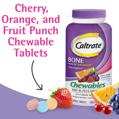 Bone Health Advanced ​​600+Vitamina D3 e Minerais, Sabores, 155 Comprimidos, Caltrate 