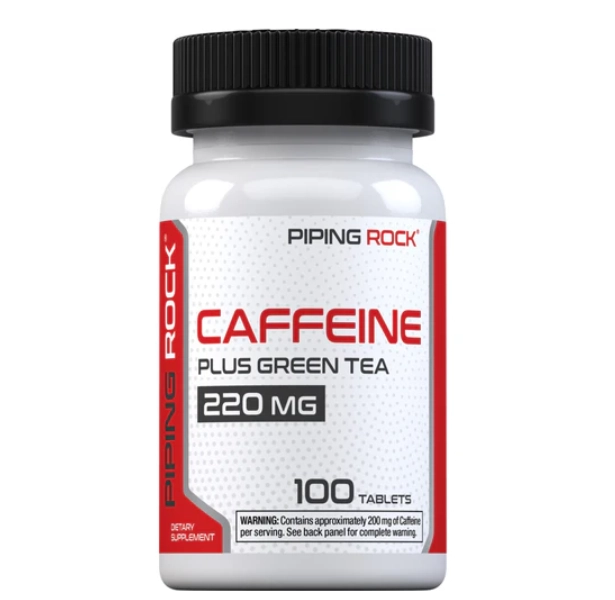 Cafeína 220mg com Chá Verde, 100 Tabletes, PipingRock
