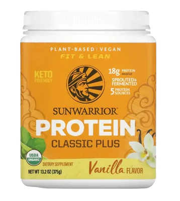 Protein Classic Plus, À Base de Plantas, Baunilha, 375g, Sunwarrior