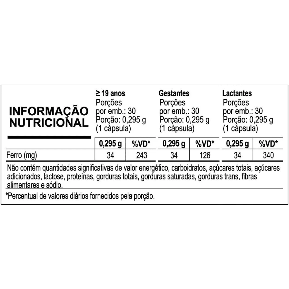Ferro Quelato Bisglicinato, 30 Cápsulas - Sanavita