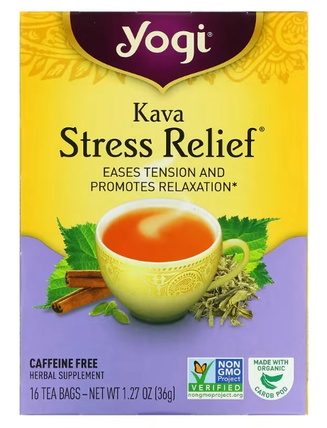 Chá Kava Stress Relief, Sem Cafeína, 16 Saquinhos, 36g, Yogi 