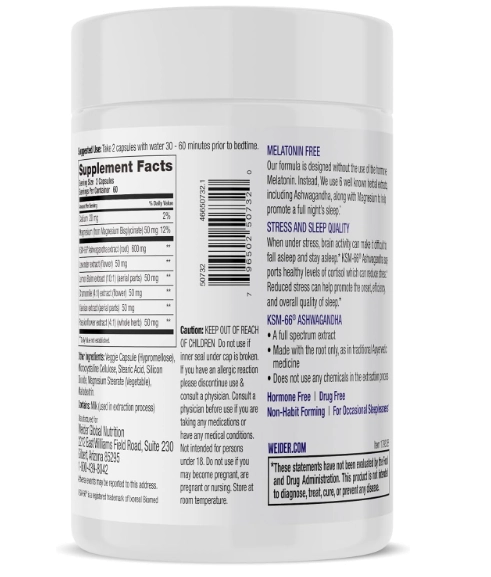Sleep Melatonina Free, Com KSM-66, Ashwagandha, Magnésio, lavanda e Valeriana, 120 Cápsulas, Weider Prime