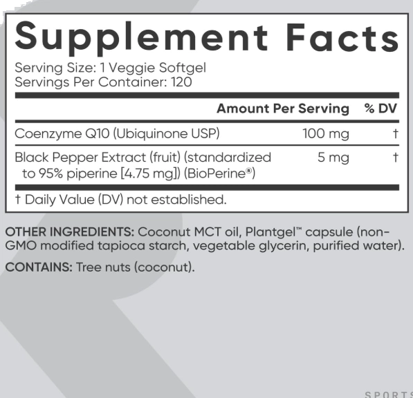 Coenzima CoQ10 100mg, 120 Cápsulas, Sports Research