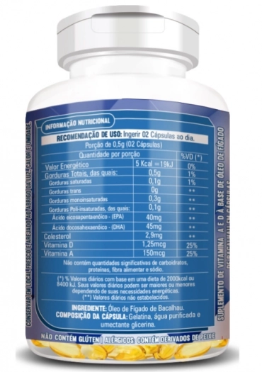 Óleo de Fígado de Bacalhau, 250 mg, 60 Cápsulas, Flora Nativa