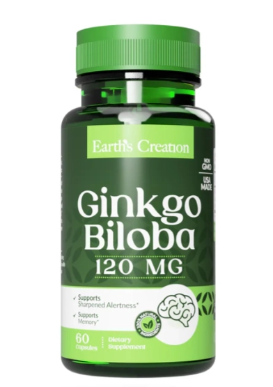 Ginkgo Biloba, 120mg, 60 Cápsulas, Earth's Creation