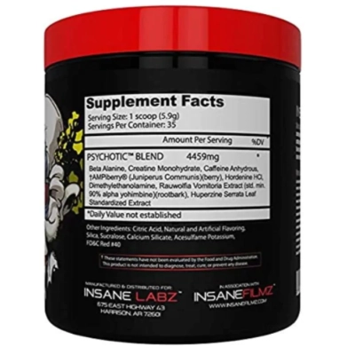 Pre Treino Psychotic Red, Sabores, Insane Labz
