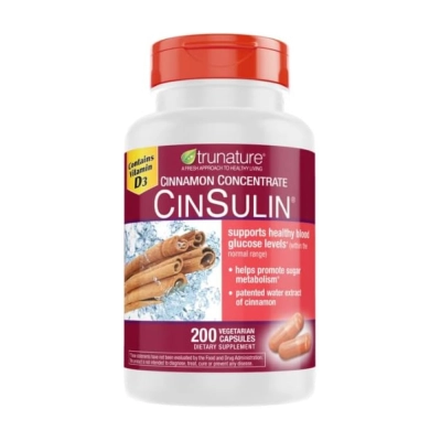 Cinsulin Canela Concentrada, 200 Cápsulas Vegetarianas, TruNature