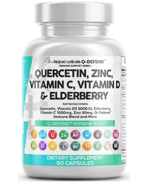 Suplemento de suporte à defesa imunológica, Quercetina, Zinco, Vitamina C e D, Bromelaína Sabugueiro, 60 cápsulas, Nutra
