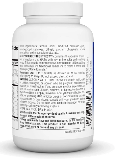 NightRest, Noite de descanso com melatonina, 100 Tabletes, Source Naturals