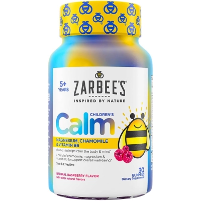 Children’s Calm Gummies Magnésio 25mg + Camomila 50mg, 30 Gomas, Zarbee's