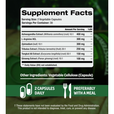 Testosterone Booster, Potencializador de Testosterona Masculina, 60 Cápsulas, Sladak Naturals ㅤ