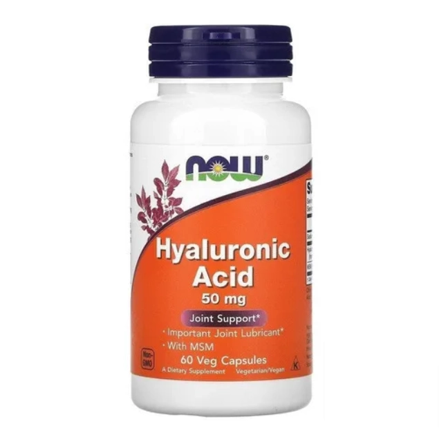 Ácido Hialurônico, 50 mg, 60 Cápsulas, Now
