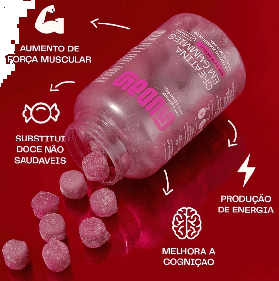 Creatina, 60 Gomas Sabor Frutas Vermelhas, Guday