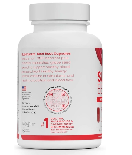 SuperBeets, Raiz de Beterraba 1000mg, 180 Cápsulas, HumanN