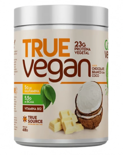 Proteína Vegana, True Vegan, Sabor Chocolate Branco com Coco, 418g, True Source