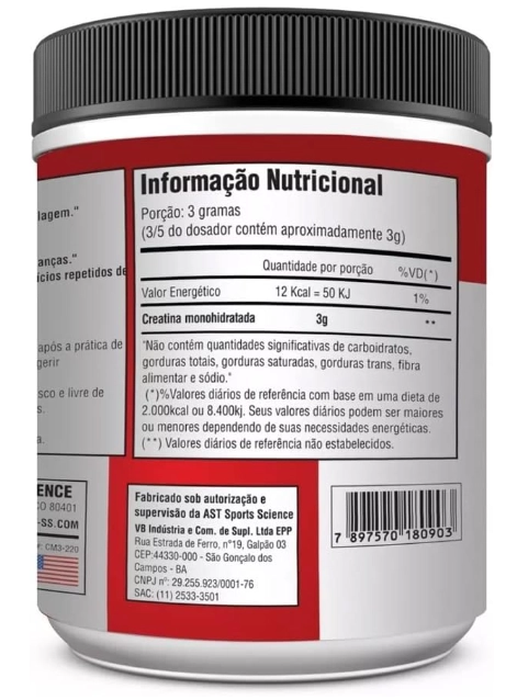 Creatina Monohidratada, 300g, Ast Sports Science