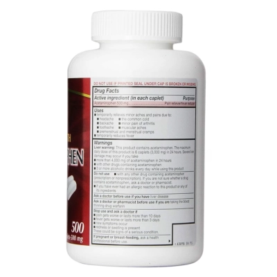 Acetaminofeno 500mg Extra Forte, 500 Comprimidos, Kirkland 