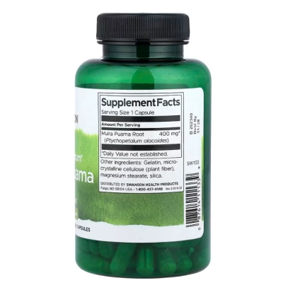Muira Puama Full Spectrum 400mg, Energia e Libido, 90 Cápsulas, Swanson