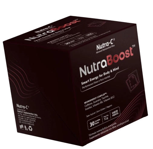 NutraBoost, Energia Física e Clareza Mental, 30 Filmes Orodispersíveis Sabor Menta, Nutra-C