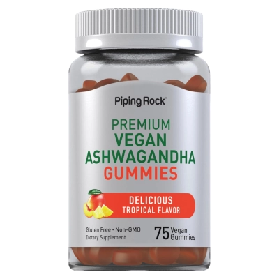 Ashwagandha Vegana, Sabor Tropical, 75 Gomas, PipingRock