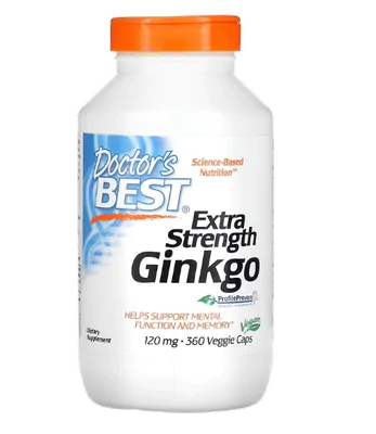 Ginkgo biloba, Extra Forte, 120mg, 360 Cápsula, Doctor's Best