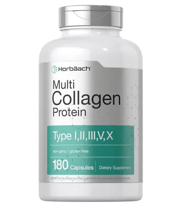 Multi Collagen Protein 2000mg, Tipos I, II, III, V, X, 180 Cápsulas, Horbaach