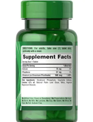 Picolinato de Cromo, 500mcg, 100 Comprimidos, Puritan's Pride