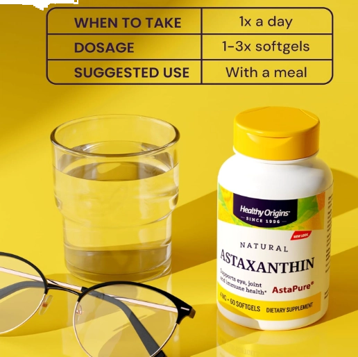 Astaxanthin 4mg AstaPure, 150 Cápsulas, Healthy Origins