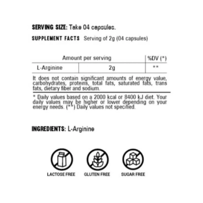 L-arginina, 120 Cápsulas, Bulgarian