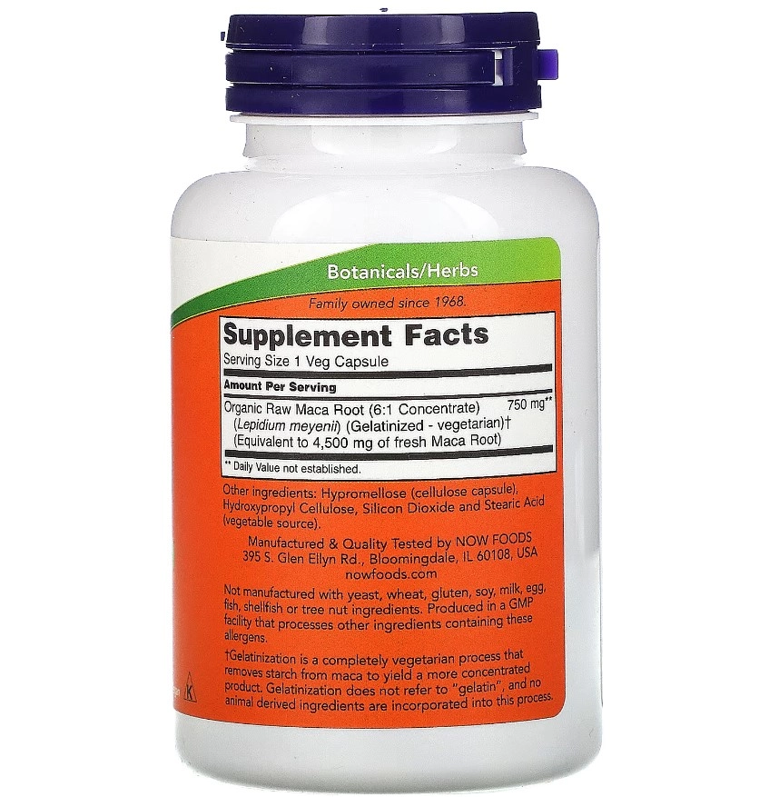 Maca, 750mg, 90 Cápsulas, Now