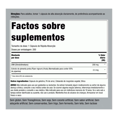 DIM (diindolylmethane), 200 mg, 200 Cápsulas - Piping Rock