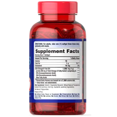 Ômega-3 Óleo de peixe 1000mg, 100 Cápsulas, Puritans Pride