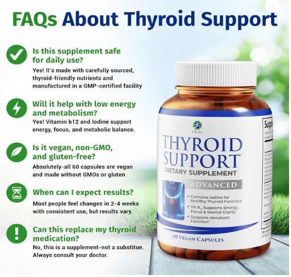 Thyroid Support, Suporte à Tireoide, 60 Cápsulas, 1 Body