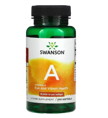 Vitamina A, 10.000 UI, 250 Cápsulas, Swanson