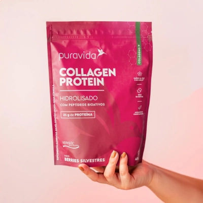 Collagen Protein, 21gr De Proteína Do Colágeno, 450gr, Sabor Berries, Pura vida