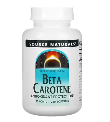 Beta Caroteno, 25.000 UI, 250 Cápsulas, Source Naturals
