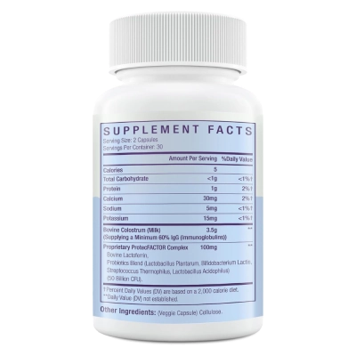 Suplemento de Colostro Bovino 1300 mg por porção, 60 Cápsulas, Yonrave