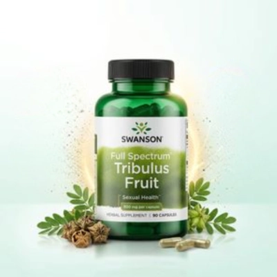 Suplemento de Tribulus Fruit 500mg, Energia e Vitalidade, 90 Cápsulas, Swanson