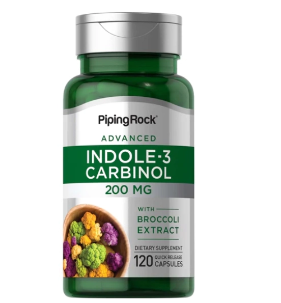 Indol-3-Carbinol 200mg com Resveratrol, 120 Cápsulas, PipingRock