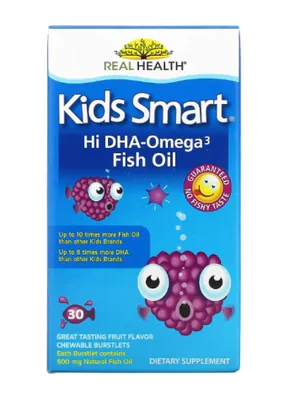 Kids Smart, Alto Teor de Ômega-3 e DHA, Sabor de Frutas, 30 Burstlets Mastigáveis, Bioglan