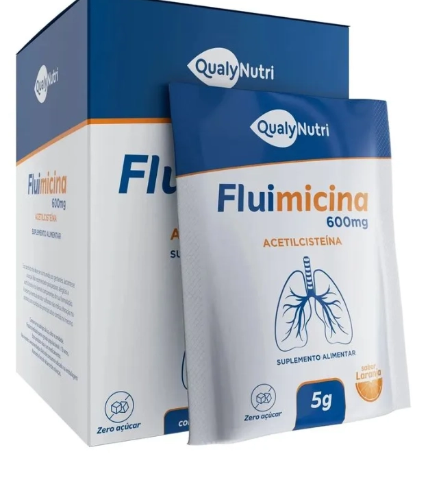 Fluimicina, 600mg, 16 Sachês Sabor Laranja, QualyNutri
