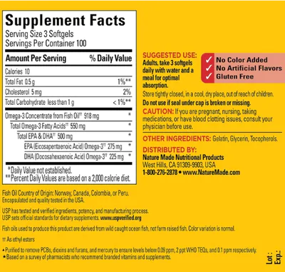 Ômega 3, Fish Oil 550mg, 300 Cápsulas, Nature Made