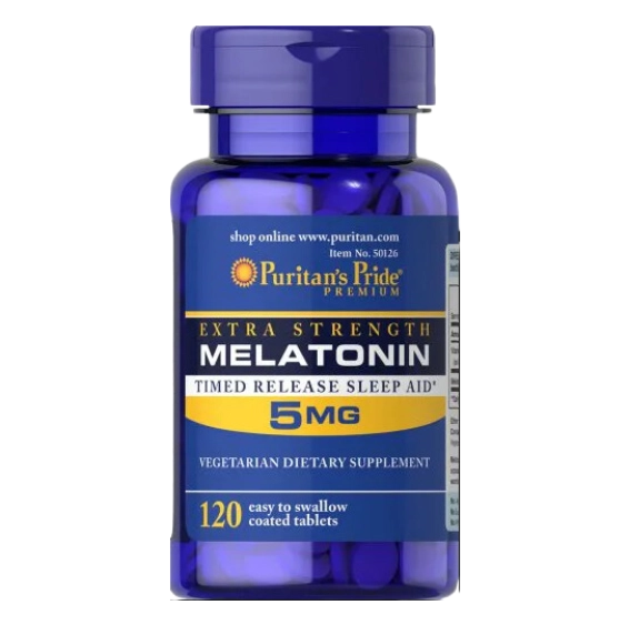 Melatonina, 5mg, Time Release, 120 Comprimidos, Puritans Pride
