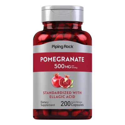Romã Pomegranate, 500mg, 200 Cápsulas PipingRock 