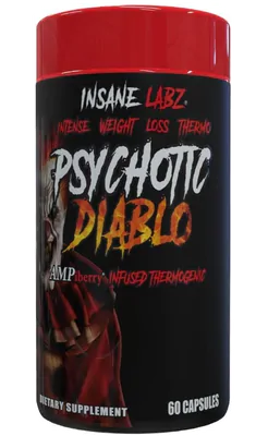 Termogênico Psychotic Diablo, Queimador de Gordura, 60 Cápsulas, Insane Labz